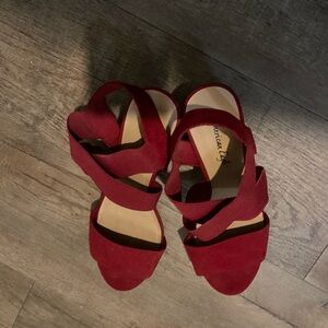American Eagle Outfitters Red Sandals with Chunky Heel